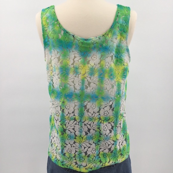 Volcom Custom Tie- Dyed Floral Lace Sheer Tank Top - Picture 4 of 8